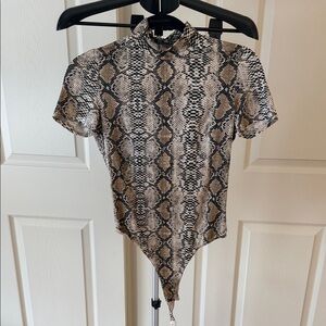 Audrey 3+1 Snake Print Bodysuit in Black and Tan